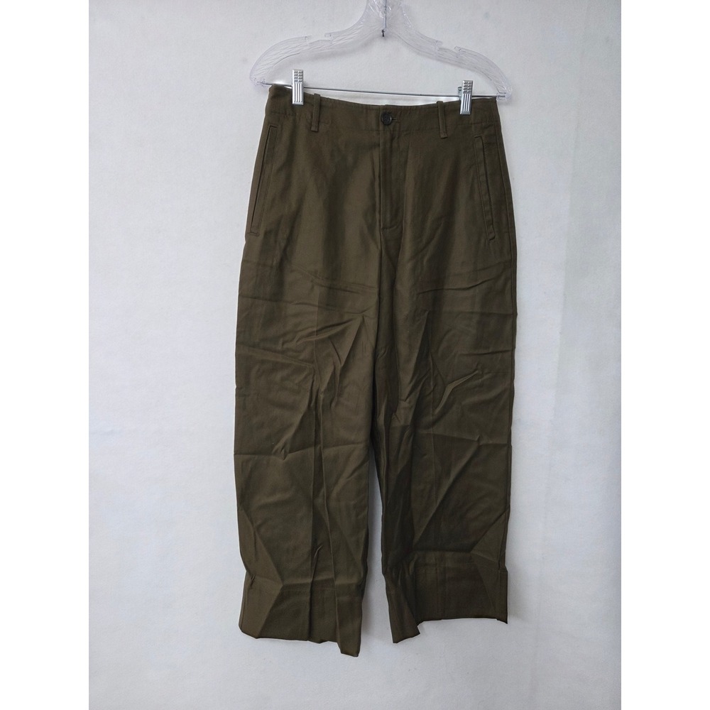 Banana Republic Olive Green High‎ Rise Wide Leg Cropped Twill Pants Womens 6